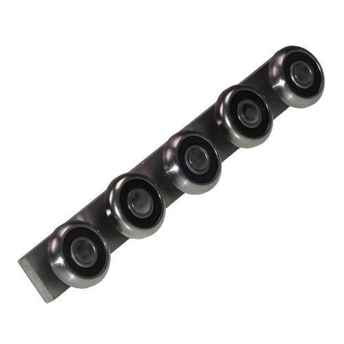 Stainless steel C-roller guide carriage including rollers
