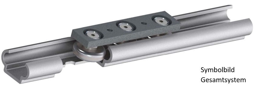 Stainless steel C-roller guide carriage including rollers